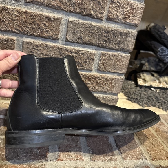 BOSS Derrk Chelsea Boot Mens Size 10.5 Black Leather Italy Ankle Dress Pull On - Picture 8 of 16